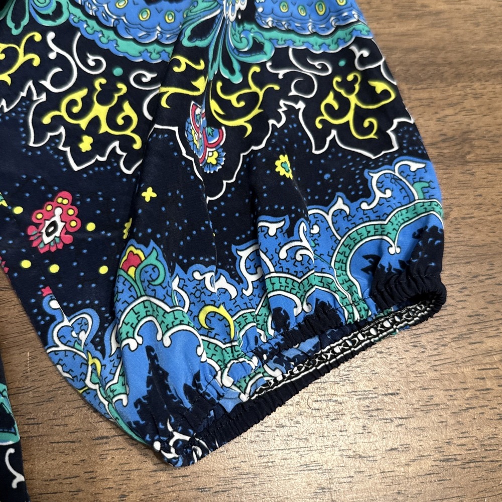 Lane Bryant Womens sz 18/20 Blue Paisley 3/4 Sleeve BoHo Peasant Blouse Shirt - Picture 4 of 10